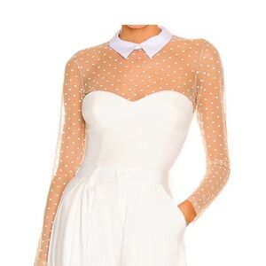 Fleur du Mal white and tan polka dot bodysuit. New with tags